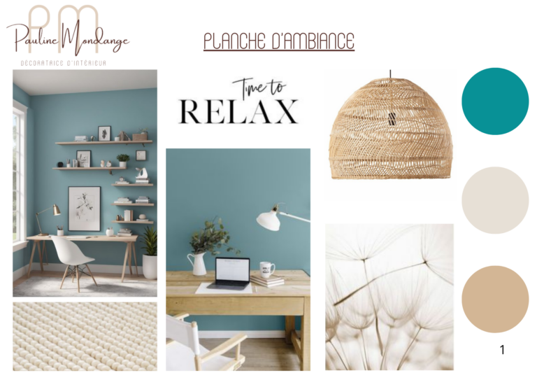 Planche d'ambiance aménagement d'un bureau à Lyon
