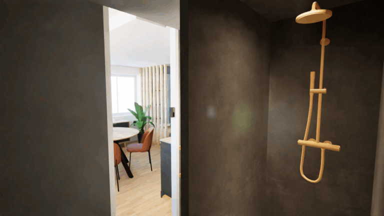 Salle de bain studio Chaponost Total look noir